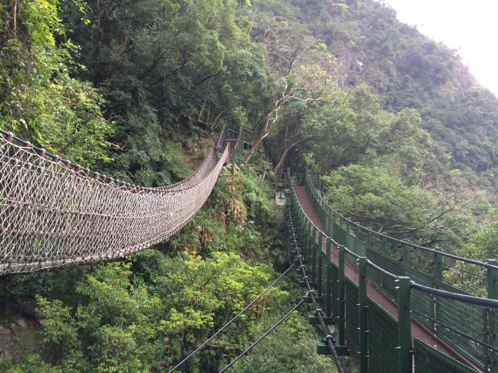 Old suspension bridge on the left (max capacity is 5 people) and the new suspension bridge on the right (max capacity is 20 people)