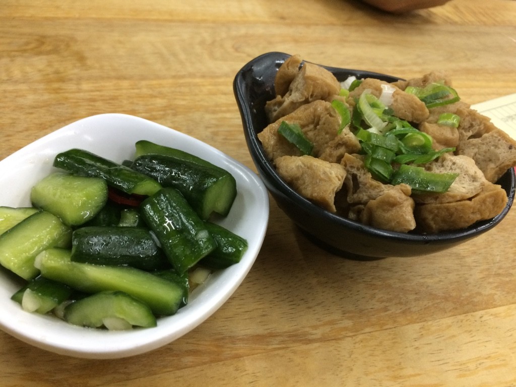 Side dishes - cucumbers and tofu (40 NT = $1.60 CAD)