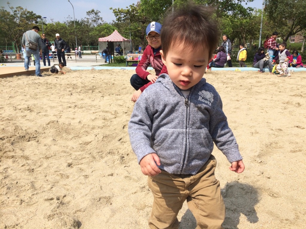 Nate walking through the sand pit 