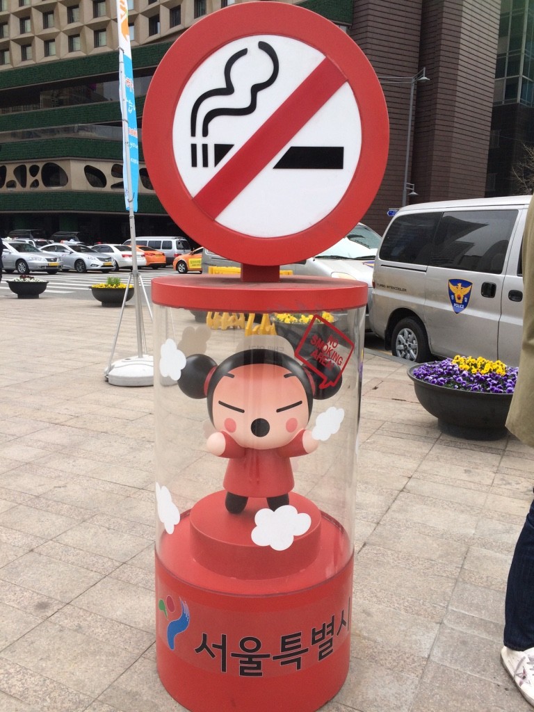 These are useful since there are a lot of smokers in Seoul