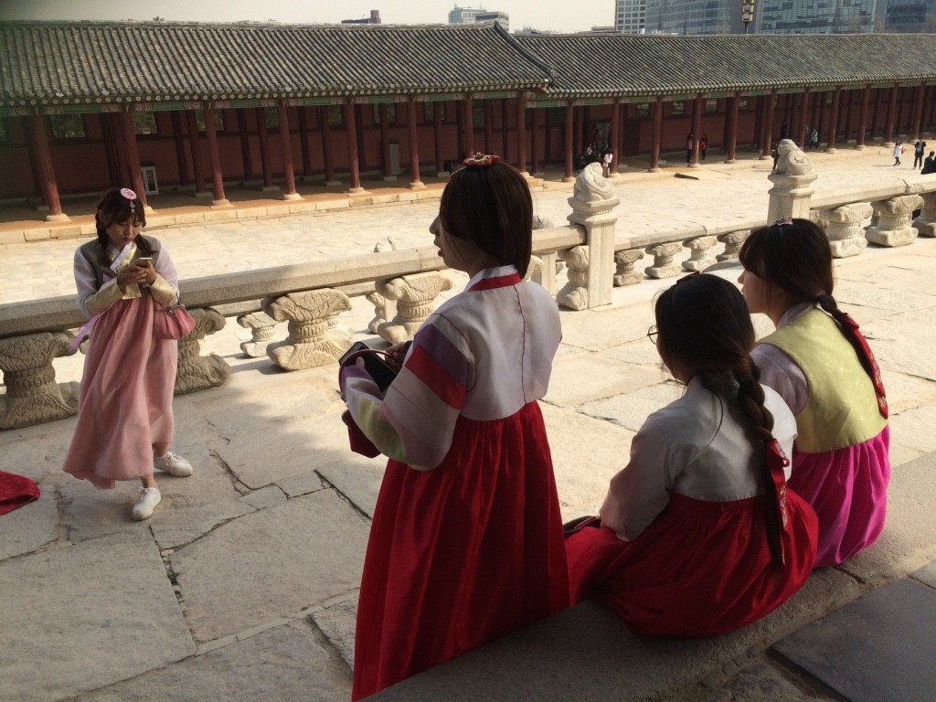 Girls wearing Hanboks (Korean dresses)