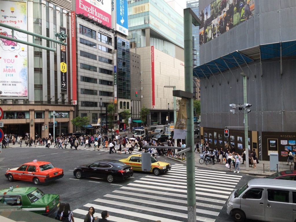 Our nice view from our seat at Cafe Doutor. I guess it was worth paying the extra 140 JPY.