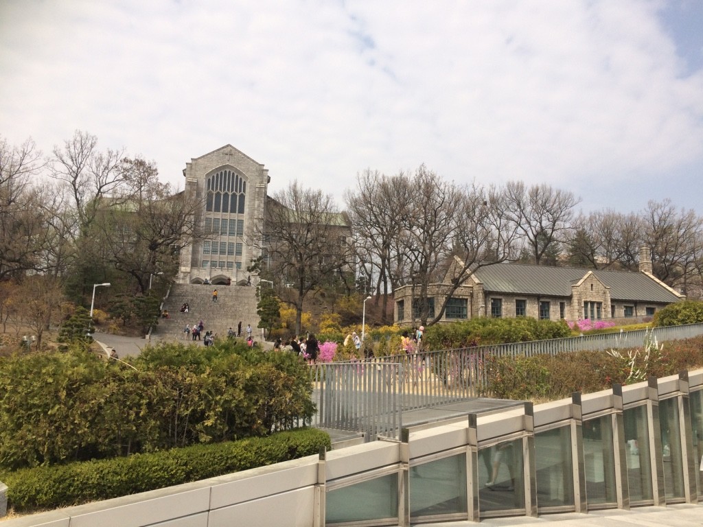 Ewha Womans University. There were a lot of people around taking pictures, not sure what percentage of the girls we saw there were actually students