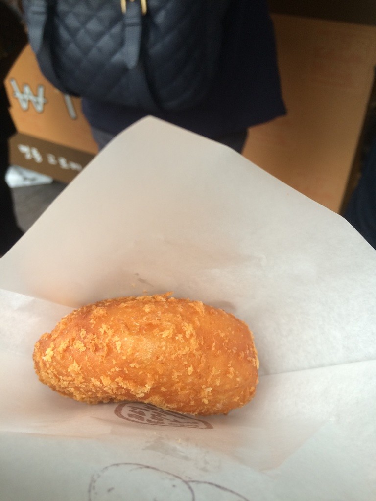 We got a potato croquette. It was good but would have been 10 x better if it were hot. One croquette is 1500 KRW = $1.70 CAD