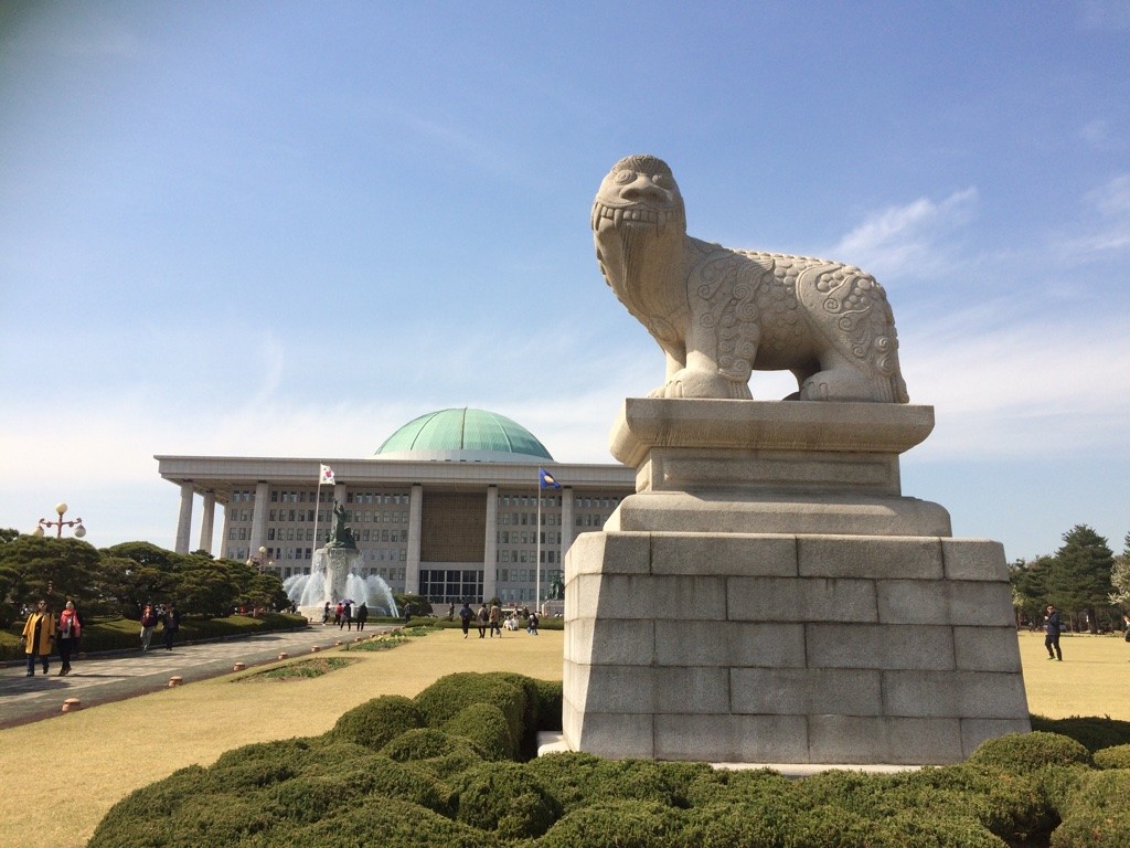 Korean lion statues have a bit of a goofy grin on them