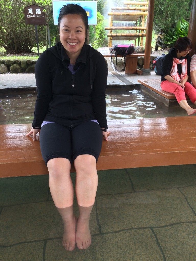 Soaking my feet in the hot spring water