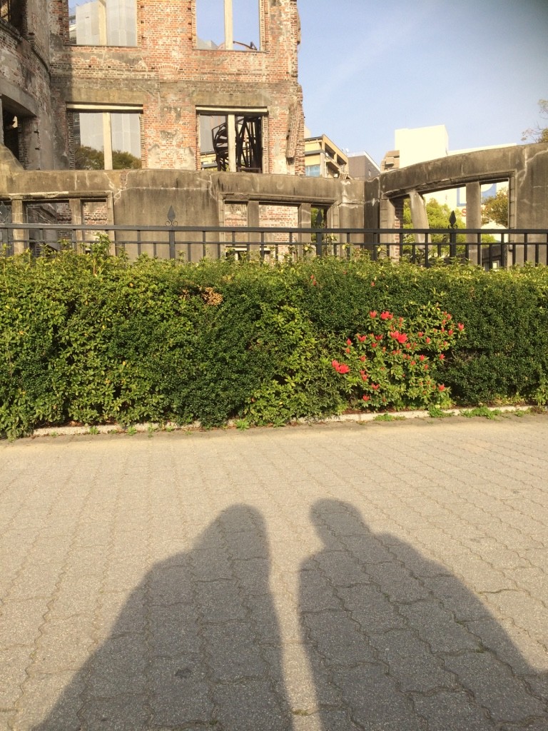 We sat on the bench near the A-bomb dome and just rested for a bit. Those are our shadows