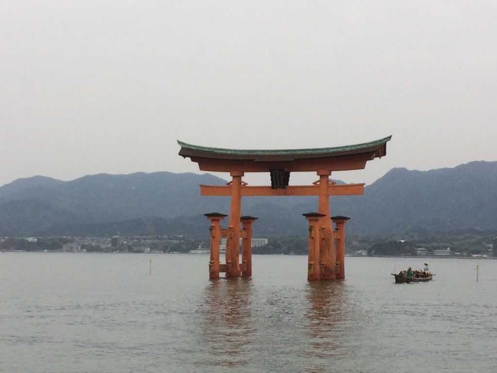 When it's high tide, the gate looks like it's floating. At low tide people can walk up to the gate.