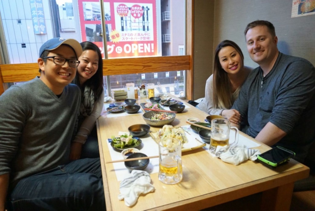 Dinner with Mable and Keith at an izakaya place in Dotonburi