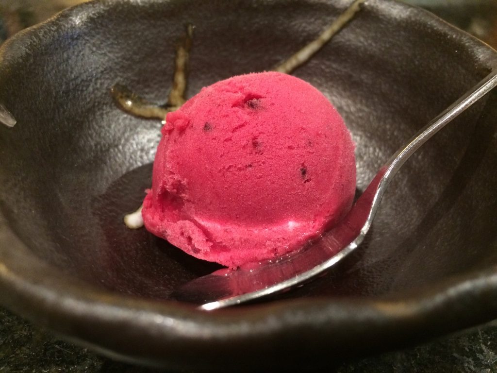 Finished our meal off with really good raspberry sorbet