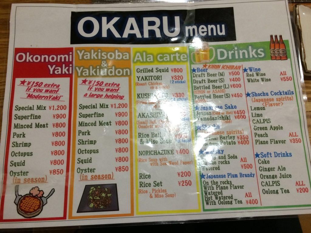 They had an English menu inside