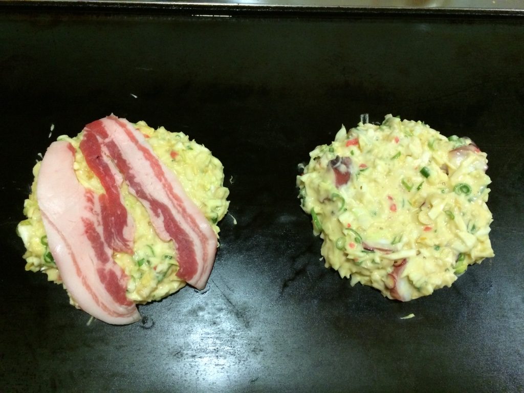 Our okonomiyakis cooking