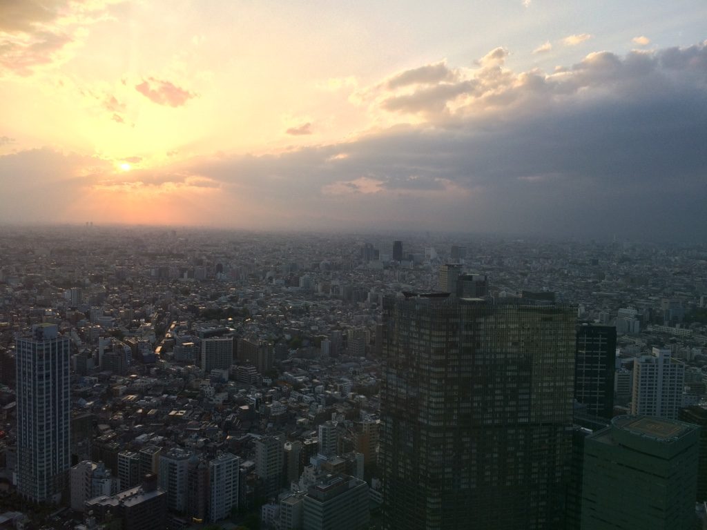 Sun setting over Tokyo