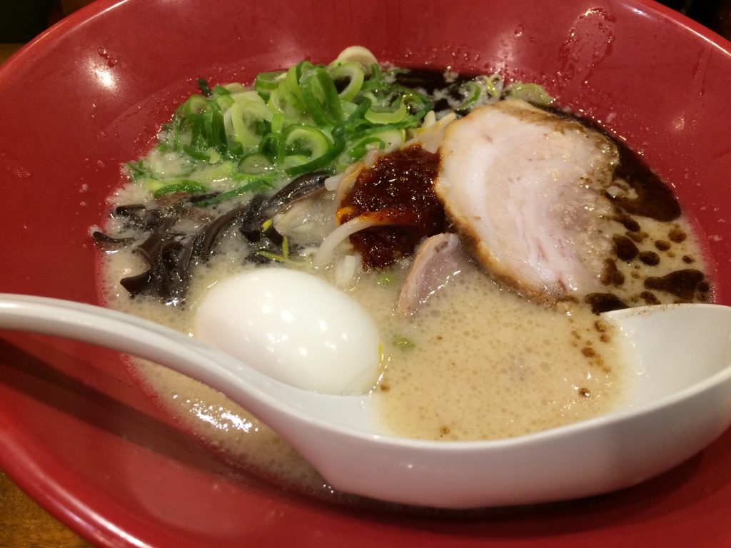 Delicious ramen. 990 JPY = $11.50 CAD, it was 100 JPY for the soft boiled egg