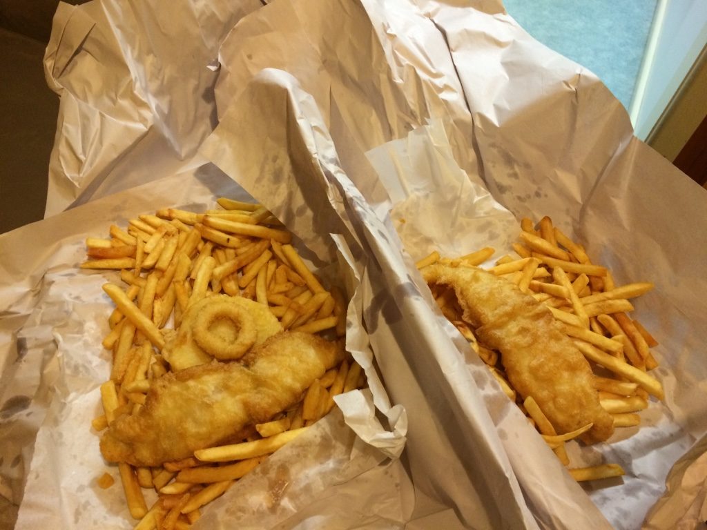 Bait Pack ($13 AUD) on the left and Fish & Chips ($10) on the right. 