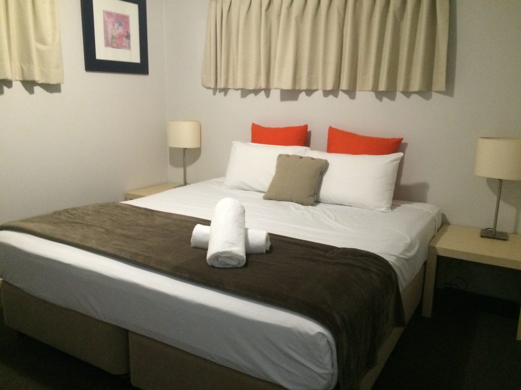 Our bedroom at Noosa Sun Motel. I forgot to take a picture of the rest of the unit.