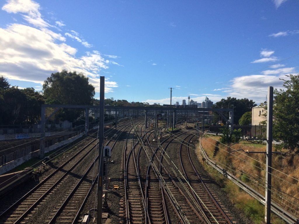 On the other side of the tracks from Sydney's CBD. You can see the CBD in the distance. 