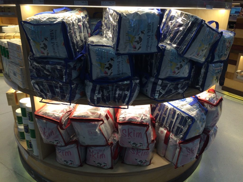 Powdered milk for sale at the airport