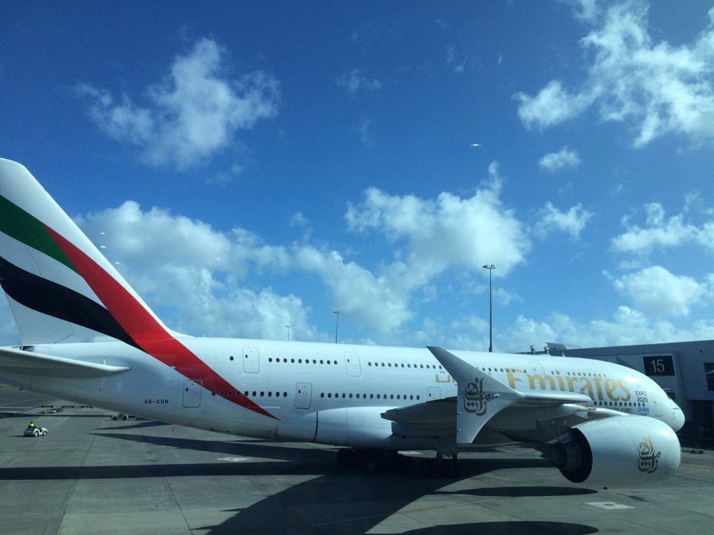 Our A380. Right after we landed another Emirate A380 landed in Auckland.