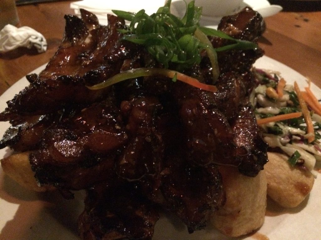 Large order of ribs. They were Asian-ish tasting and very delicious. ($39 NZD = $34 CAD)