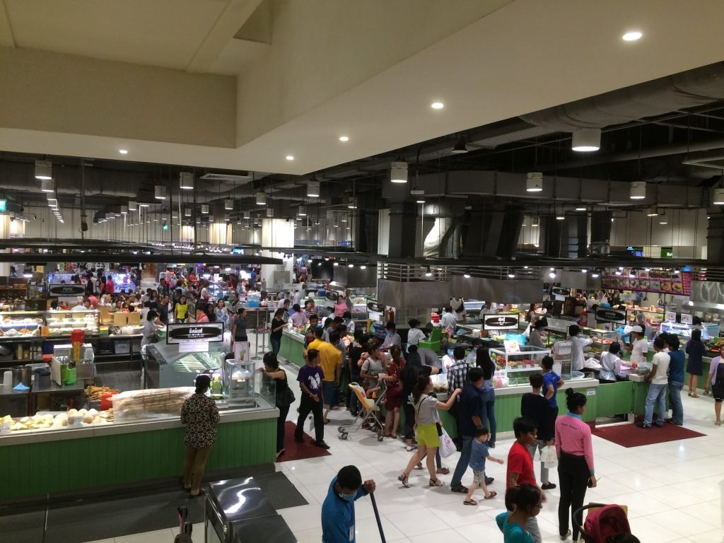 Aeon's supermarket and food court on the ground floor