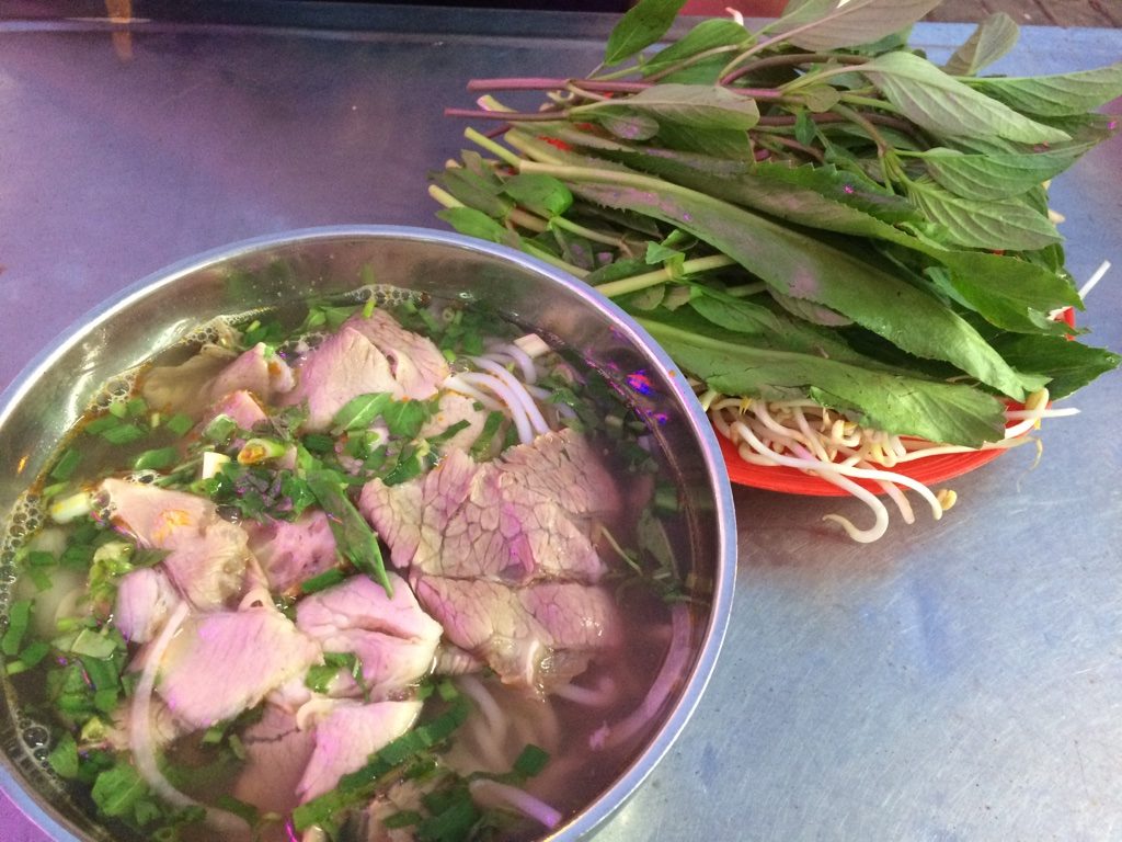 Our delicious bowl of bun bo Hue before adding chilis to it