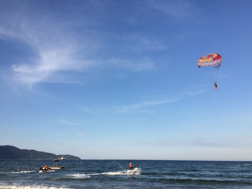 Lots of parasailers. A quick loop around the beach costs 500,000 VND = $28 CAD