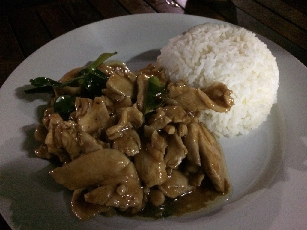 Garlic chicken with rice ($2.50 USD)