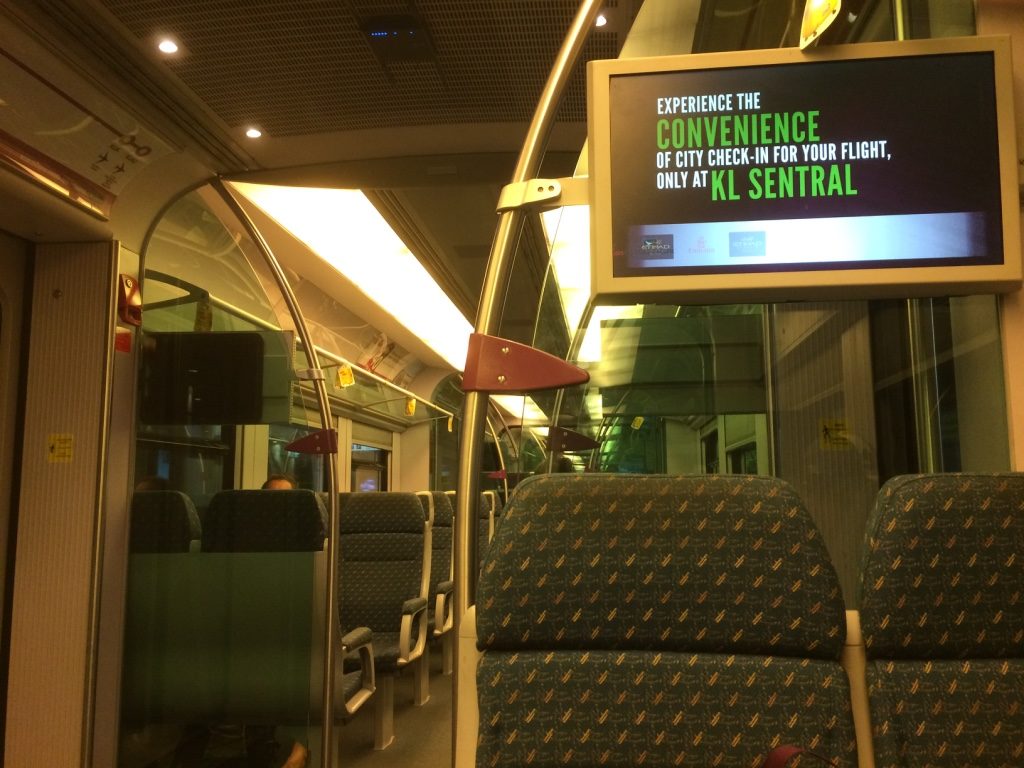 Inside the KLIA Express train. It wasn't very full.