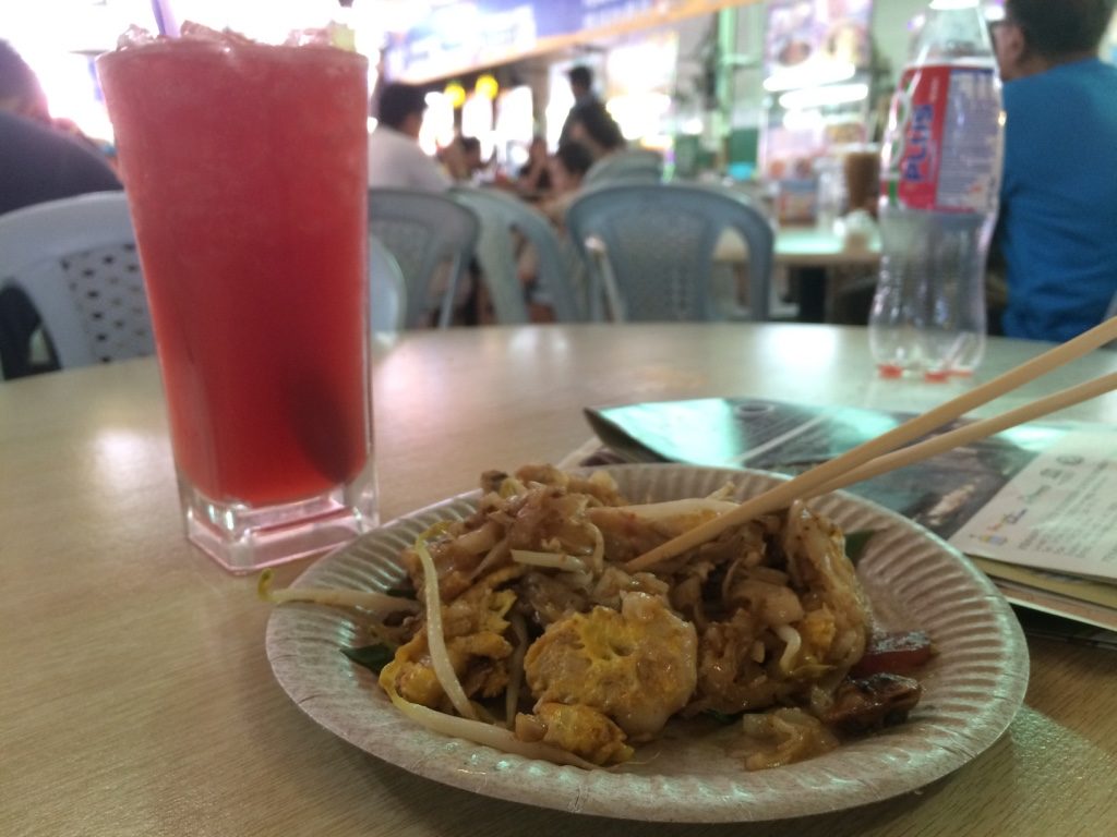My half eaten noodles with my watermelon juice. At hawkers markets in Malaysia you pay when they bring you your food, not when you order it. They don't have a number or buzzer system, they'll just come find you where ever you're sitting.