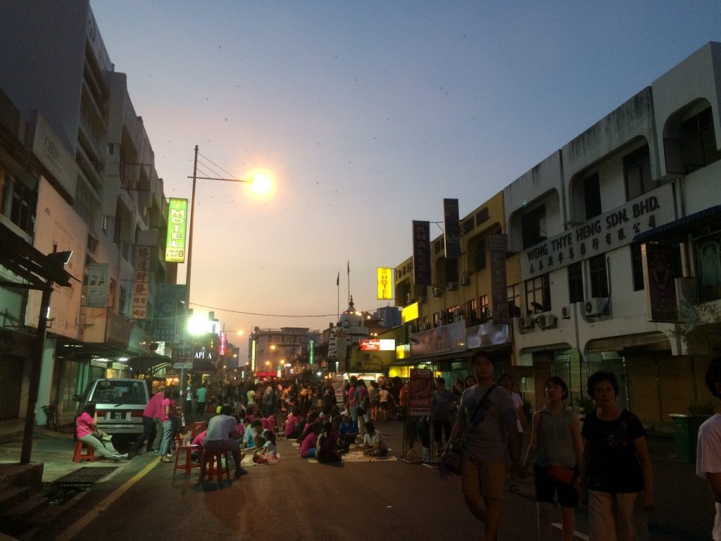 Traditional games were set up along the street